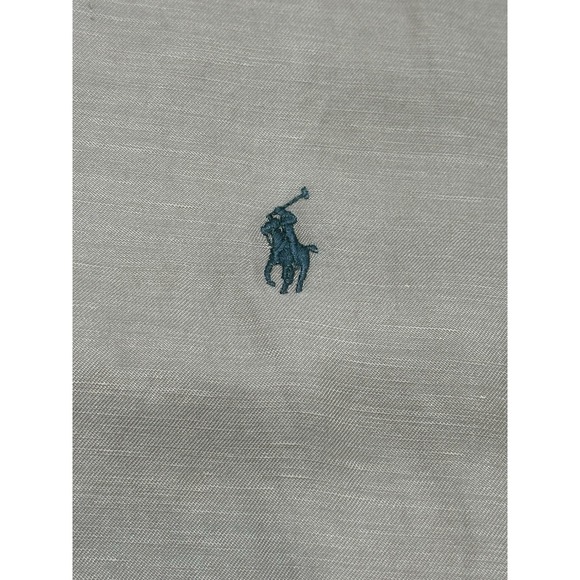 Vintage‎ Polo Ralph Lauren Silk Linen Shirt Mens XL Tan Pony Button Up - Picture 3 of 4